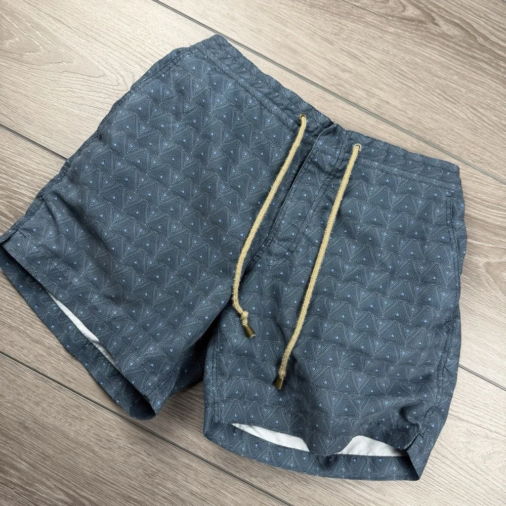 Thorsun Men's Geometric Pattern Lined Drawstring Swim Trunks Blue Size‎ 32